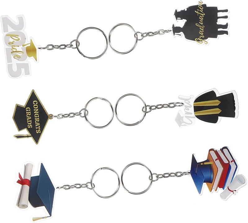 STOBAZA 6pcs Acrylic Graduation Keychains Doctoral Cap Charm Kindergarten School Party Favor - Image 1